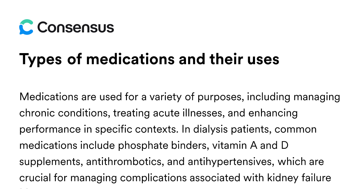 Types Of Medications And Their Uses - Consensus Academic Search Engine