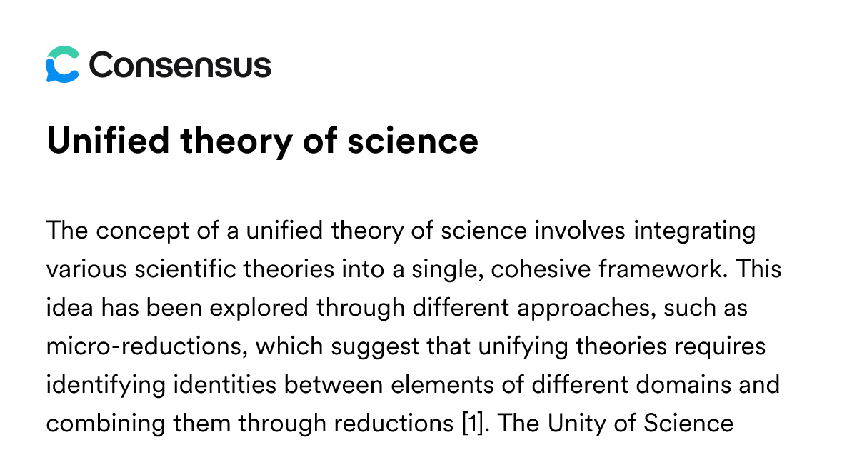 Unified Theory Of Science - Consensus Academic Search Engine
