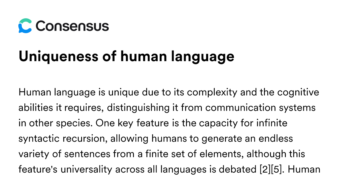 Uniqueness Of Human Language - Consensus Academic Search Engine