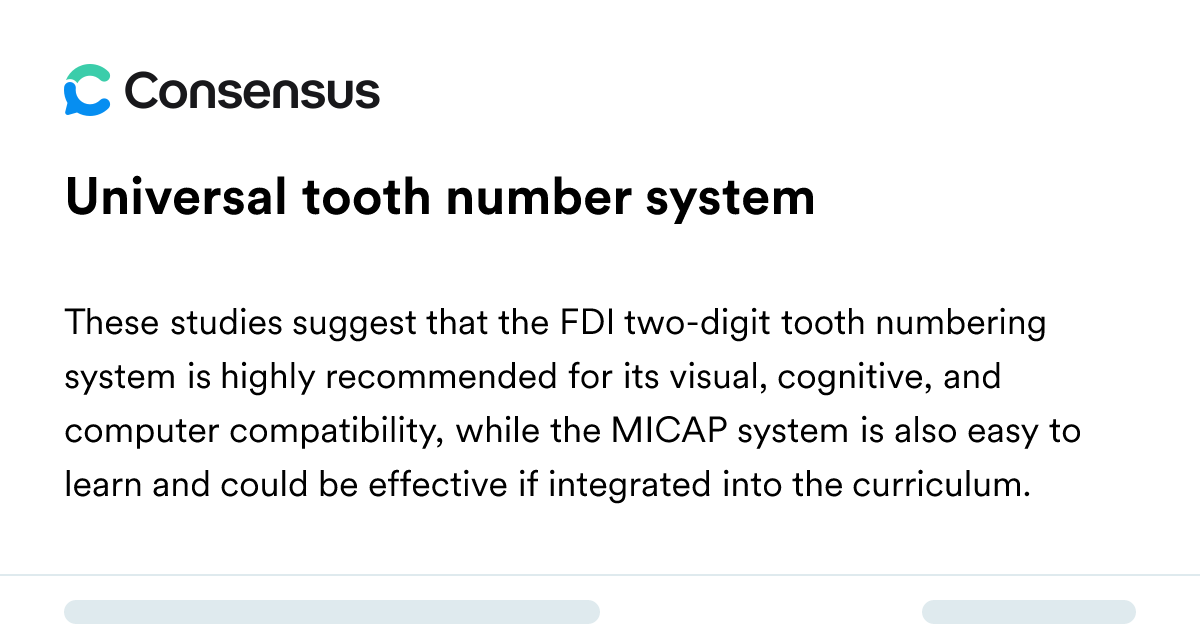 Universal Tooth Number System - Consensus Academic Search Engine