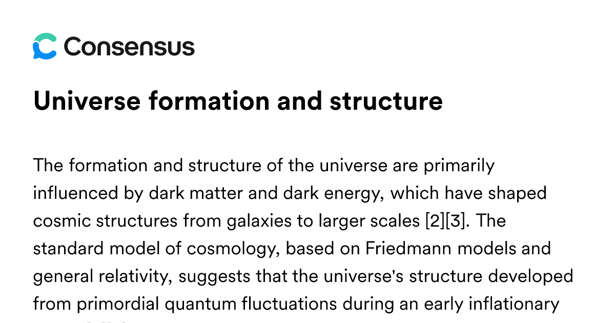 Universe Formation And Structure - Consensus Academic Search Engine
