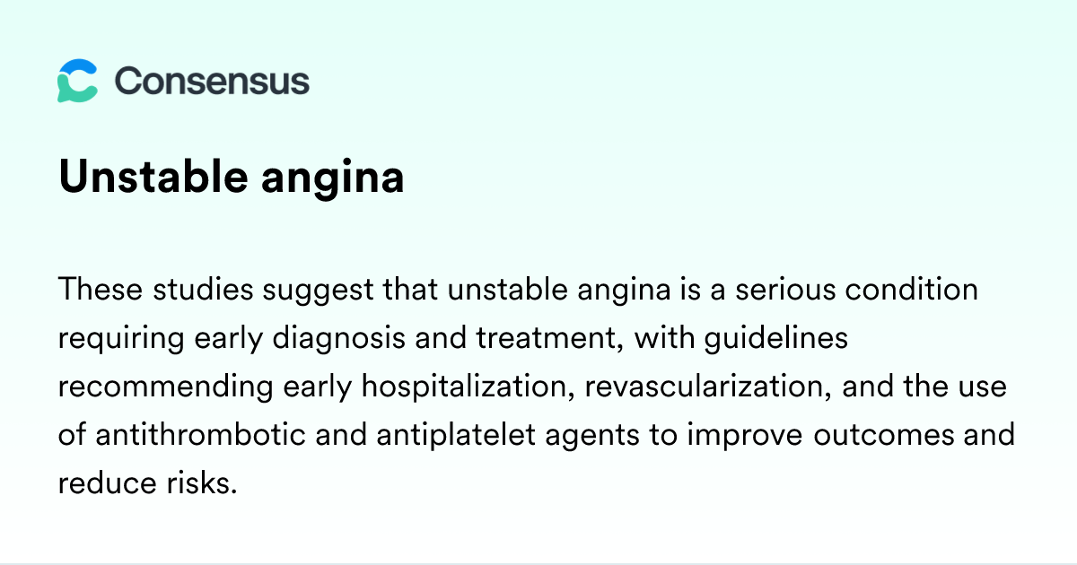 Unstable Angina - Consensus Academic Search Engine