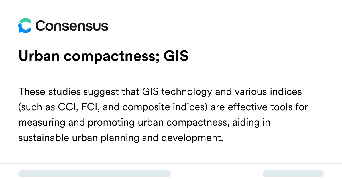 Urban Compactness; GIS - Consensus Academic Search Engine