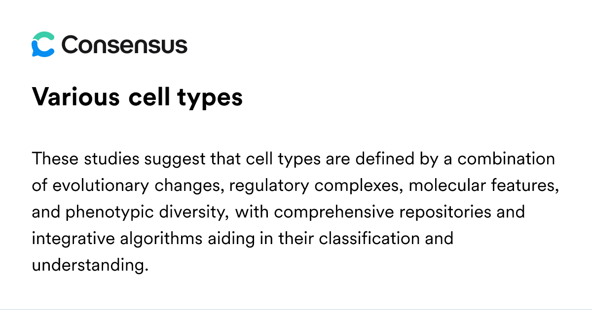 Various Cell Types - Consensus Academic Search Engine