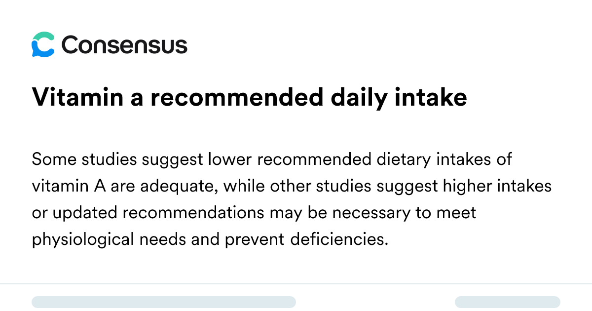 Vitamin A Recommended Daily Intake - Consensus Academic Search Engine