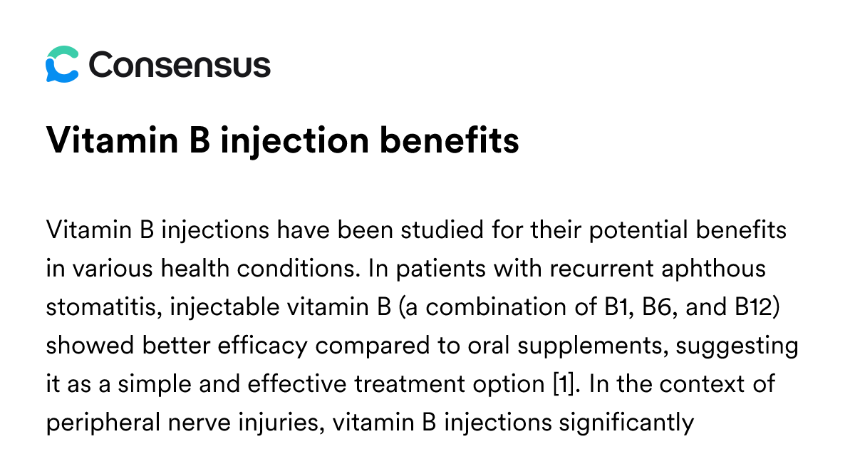 Vitamin B Injection Benefits - Consensus Academic Search Engine
