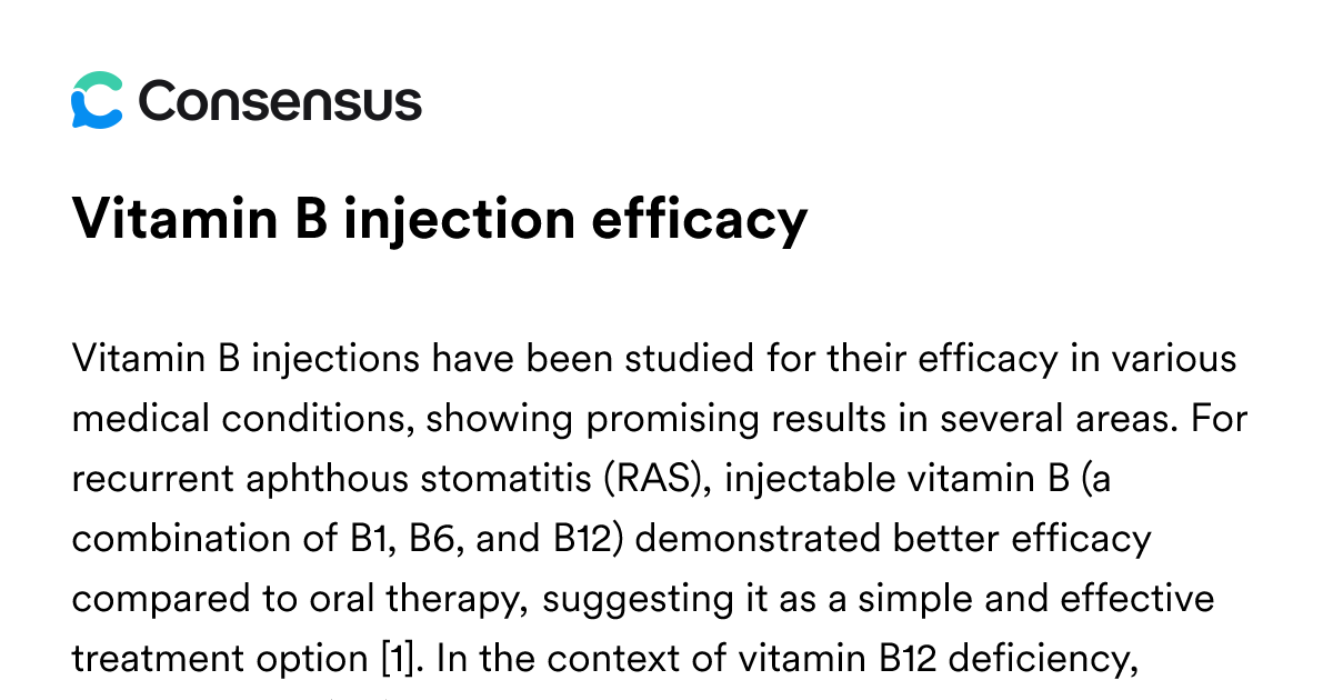 Vitamin B Injection Efficacy - Consensus Academic Search Engine