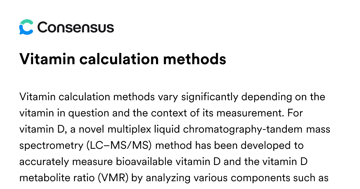 Vitamin Calculation Methods - Consensus Academic Search Engine