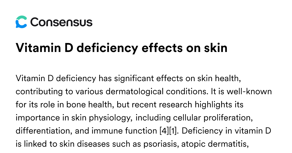Vitamin D Deficiency Effects On Skin - Consensus Academic Search Engine