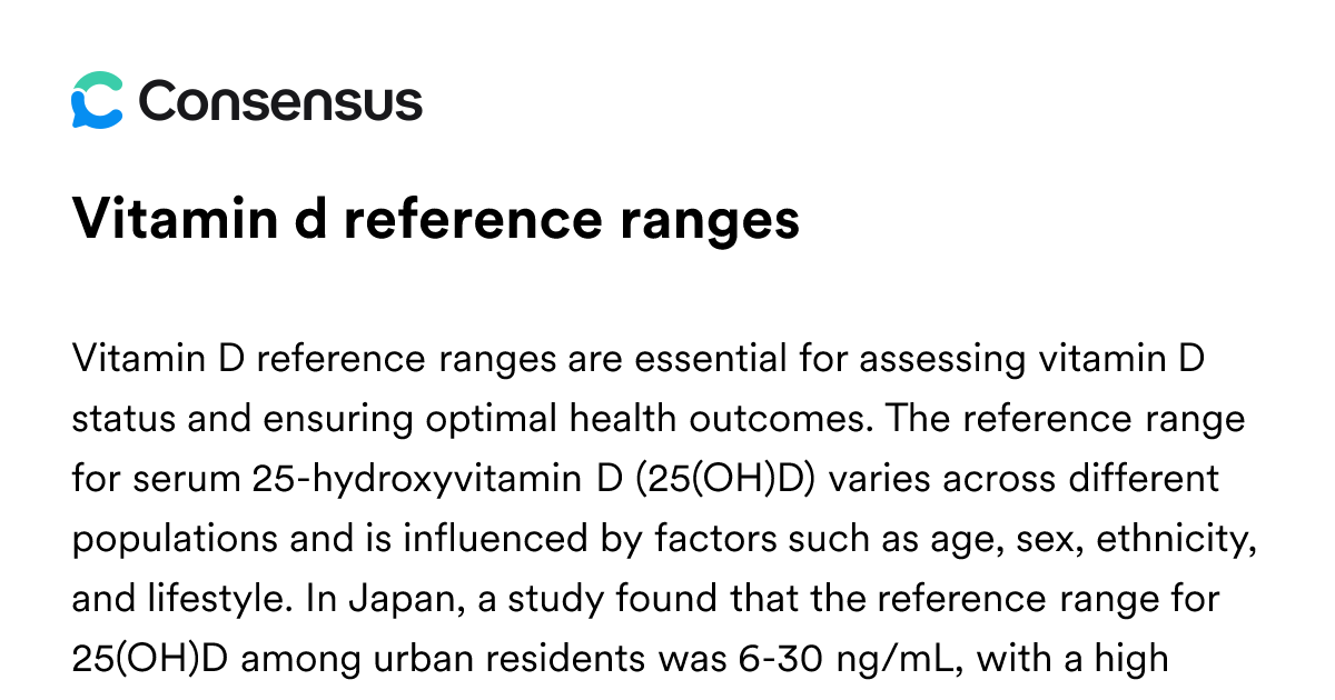 Vitamin D Reference Ranges - Consensus Academic Search Engine