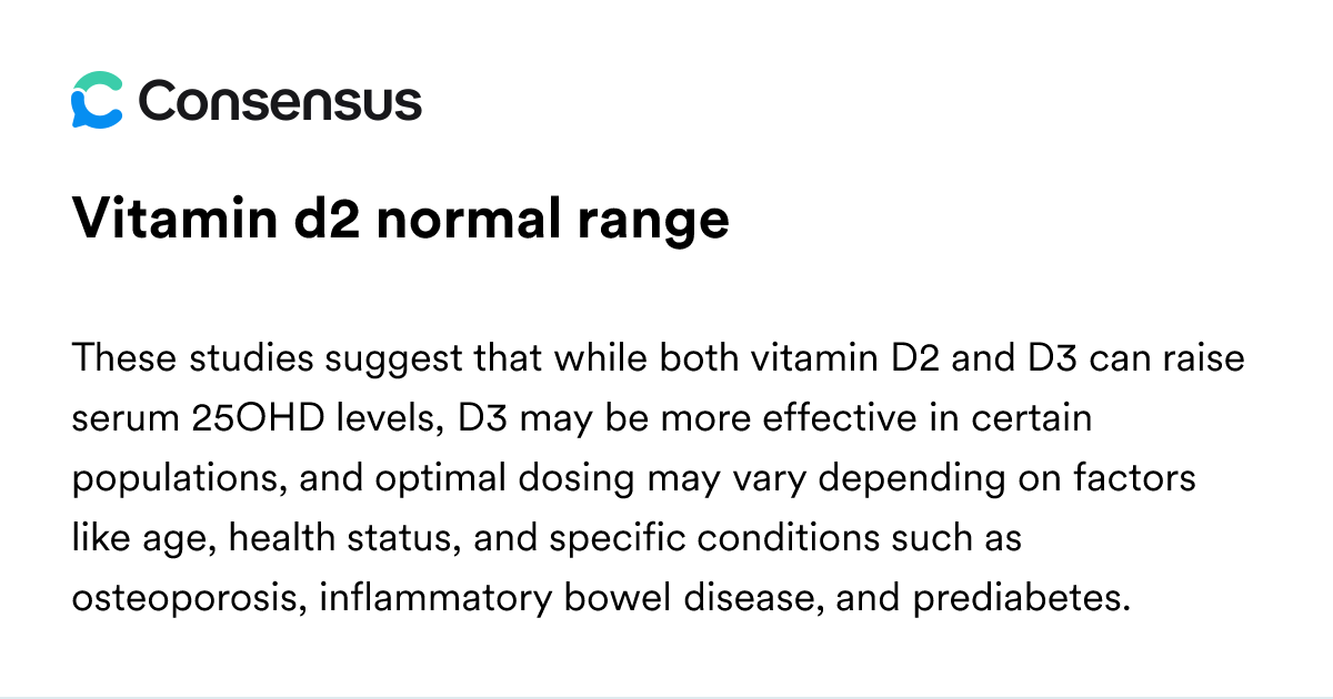Vitamin D2 Normal Range - Consensus Academic Search Engine