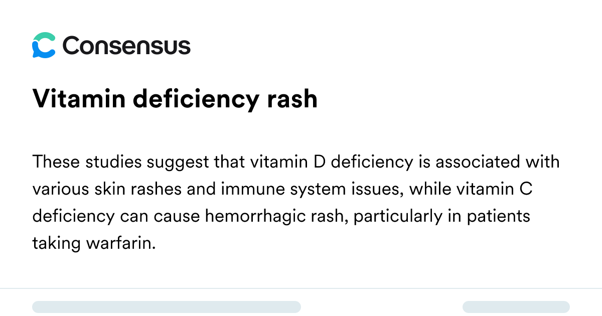 Vitamin Deficiency Rash - Consensus Academic Search Engine