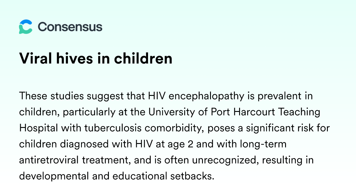 Viral Hives In Children