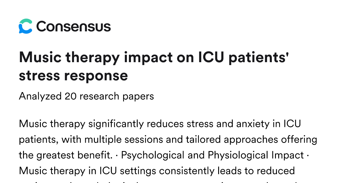 Music therapy impact on ICU patients' stress response - Consensus