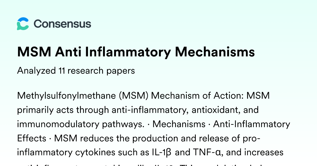 MSM Anti Inflammatory Mechanisms