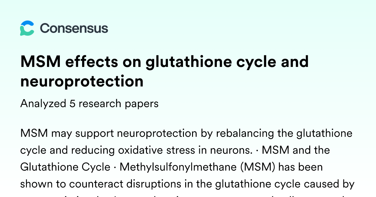 MSM effects on glutathione cycle and neuroprotection