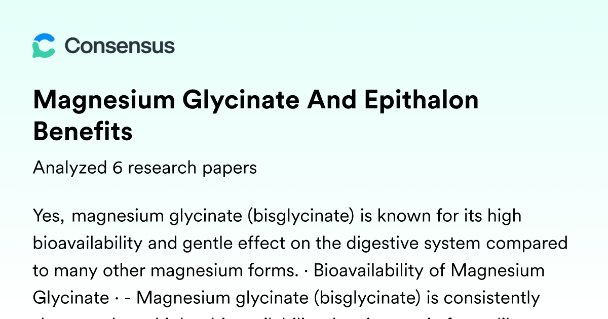 epithalon benefits Magnesium Glycinate And Epithalon Benefits