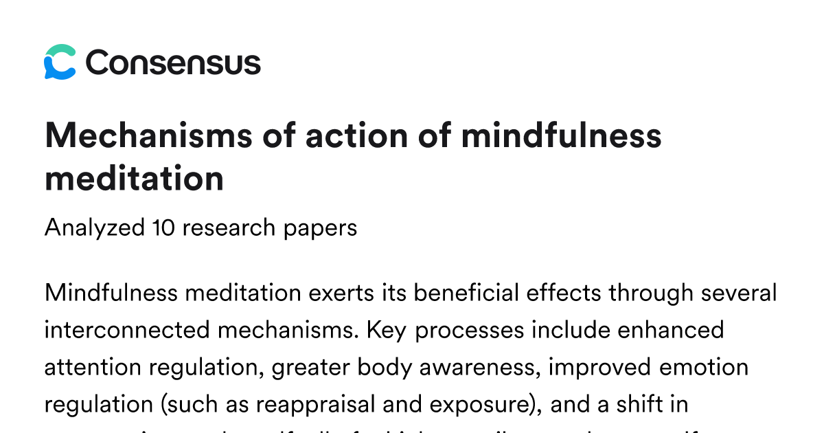 Mechanisms of action of mindfulness meditation - Consensus