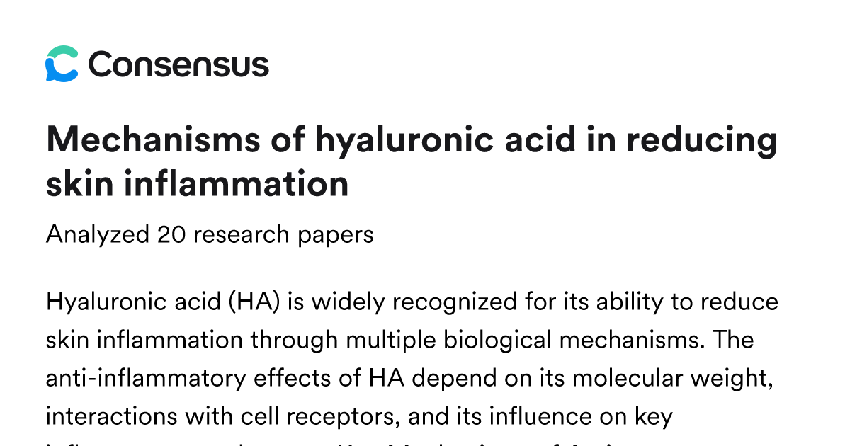 Mechanisms of hyaluronic acid in reducing skin inflammation - Consensus