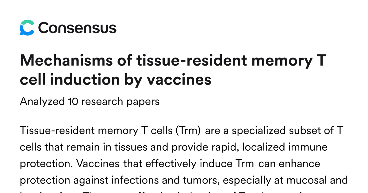 Mechanisms of tissue-resident memory T cell induction by vaccines ...