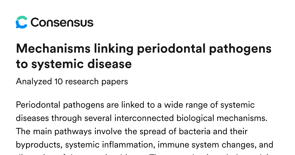 Mechanisms linking periodontal pathogens to systemic disease - Consensus