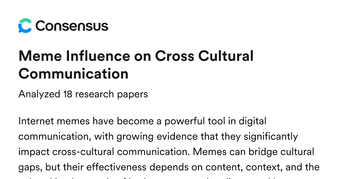 Meme Influence on Cross Cultural Communication - Consensus