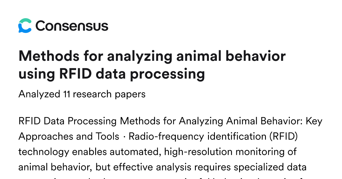 Methods for analyzing animal behavior using RFID data processing ...