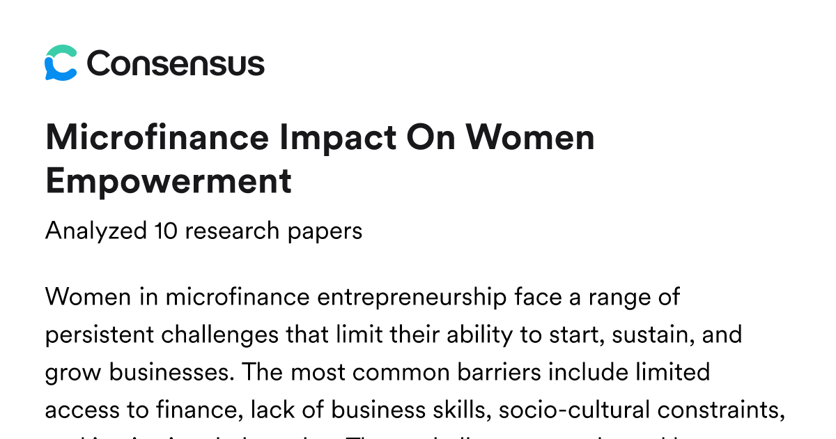 Microfinance Impact On Women Empowerment - Consensus