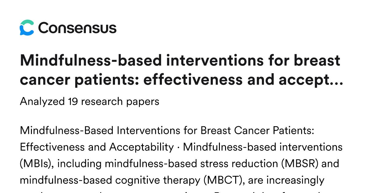 Mindfulness-based interventions for breast cancer patients ...