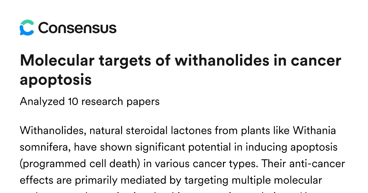 Molecular targets of withanolides in cancer apoptosis - Consensus