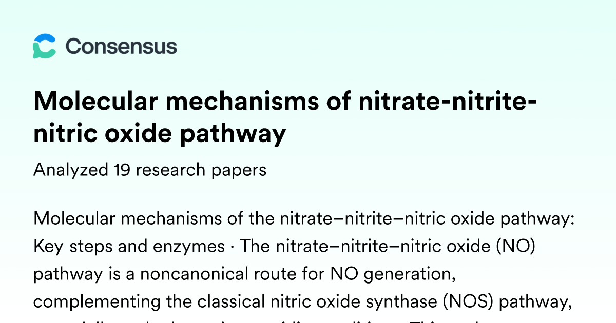 Molecular mechanisms of nitrate-nitrite-nitric oxide pathway - Consensus