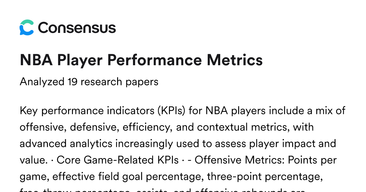 NBA Player Performance Metrics - Consensus