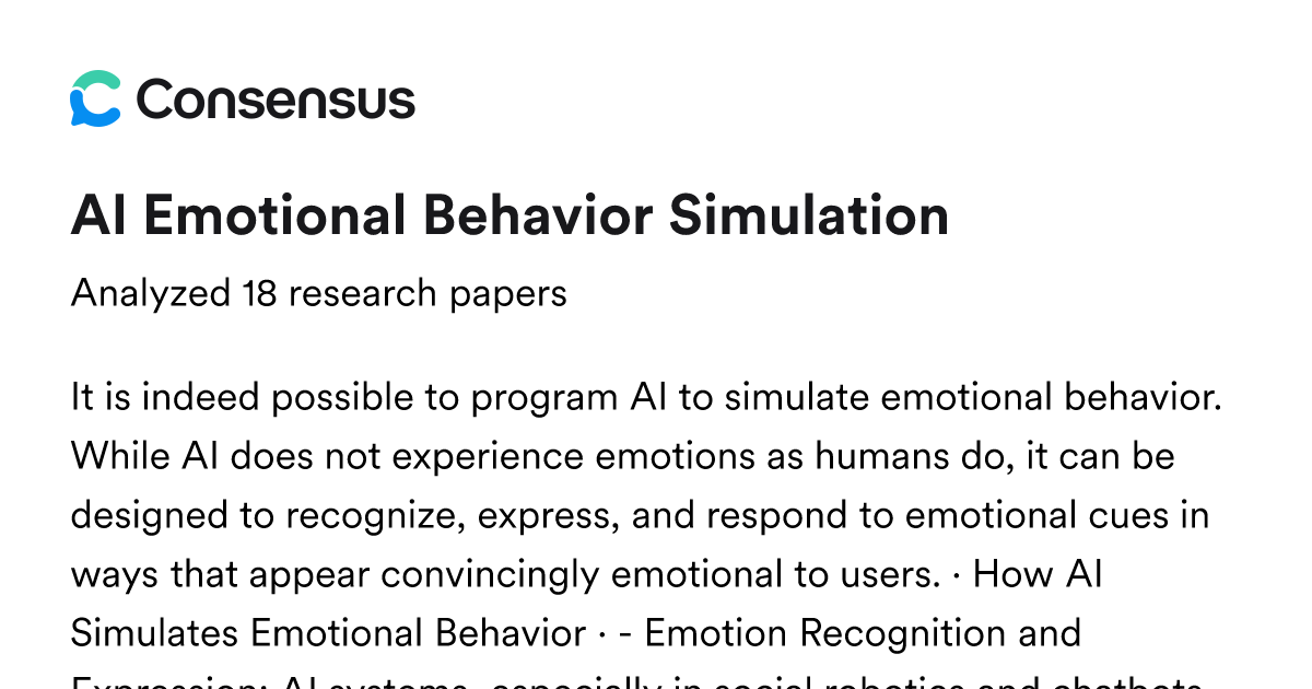 AI Emotional Behavior Simulation - Consensus