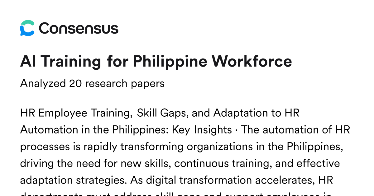 AI Training for Philippine Workforce - Consensus