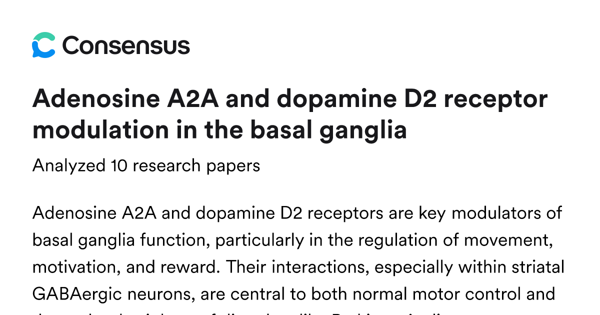 Adenosine A2A and dopamine D2 receptor modulation in the basal ganglia ...