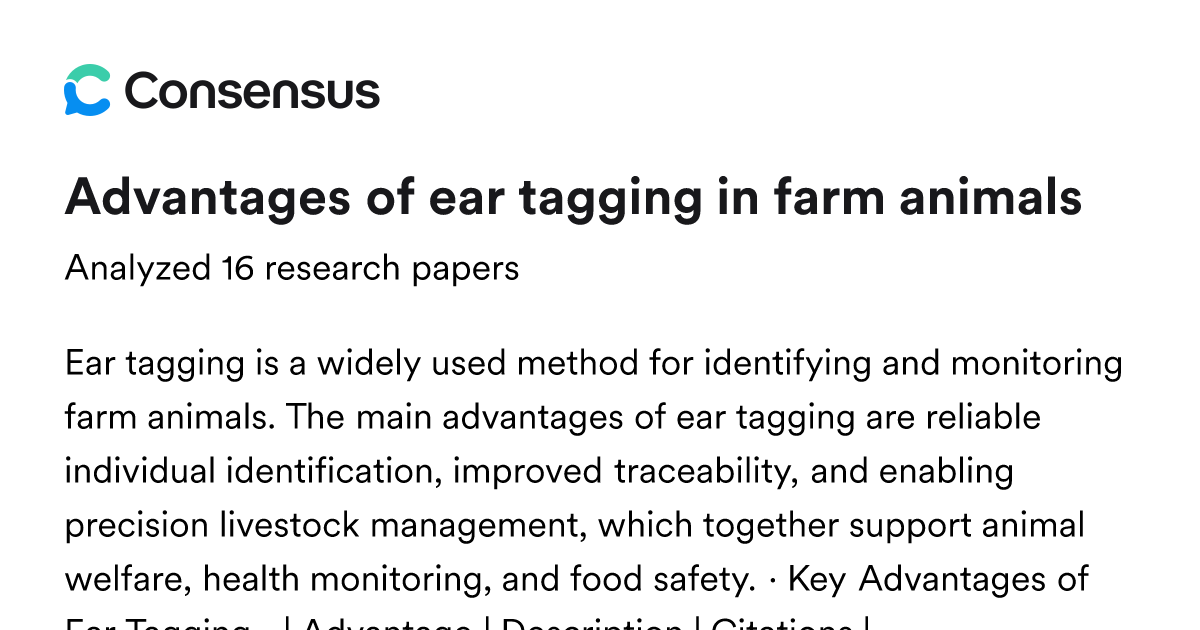 Advantages of ear tagging in farm animals - Consensus
