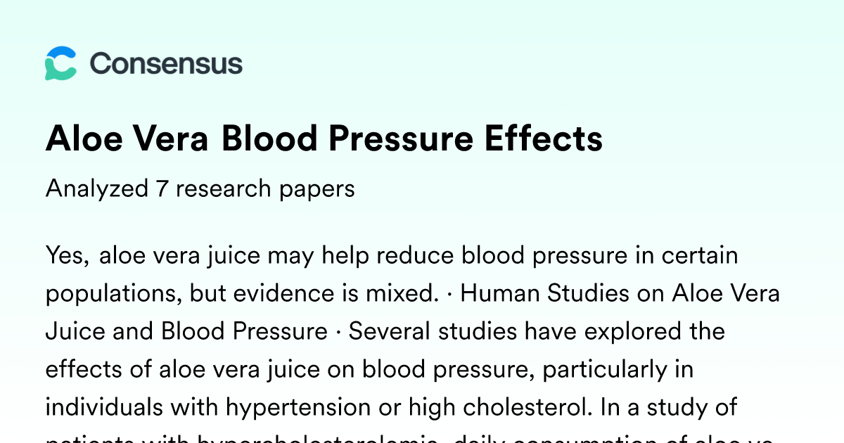 Aloe Vera Blood Pressure Effects - Consensus