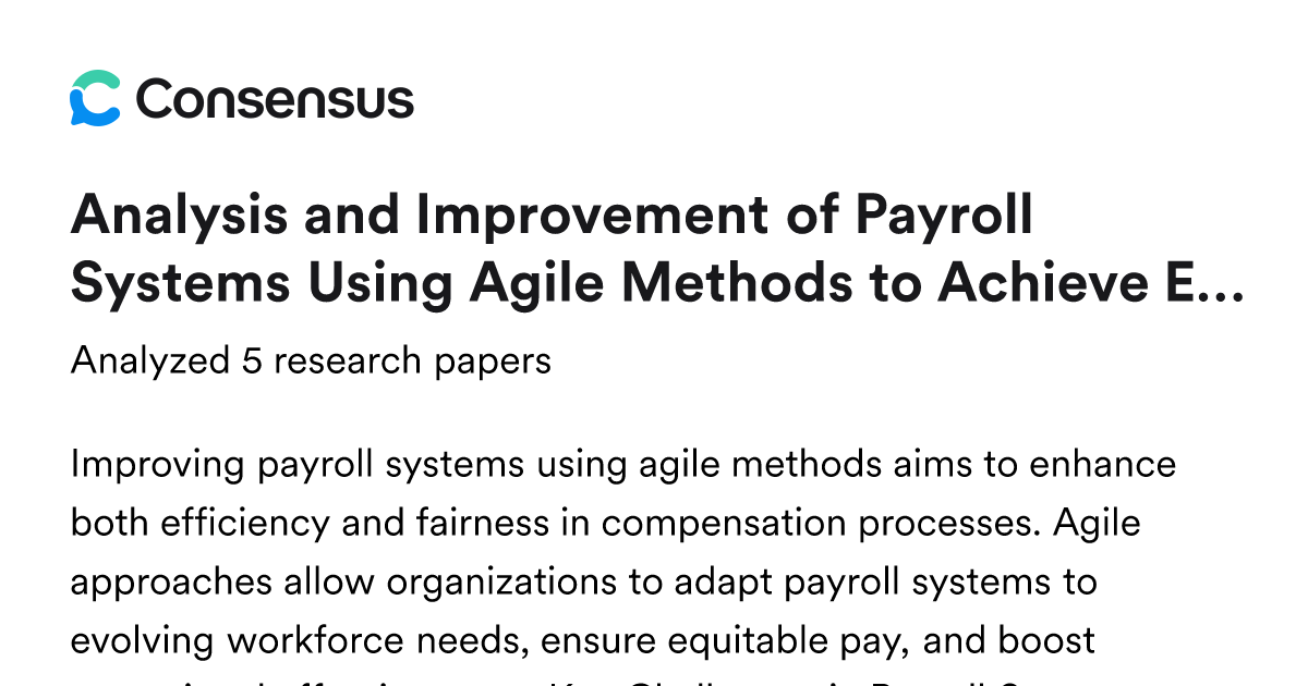 Analysis and Improvement of Payroll Systems Using Agile Methods to ...