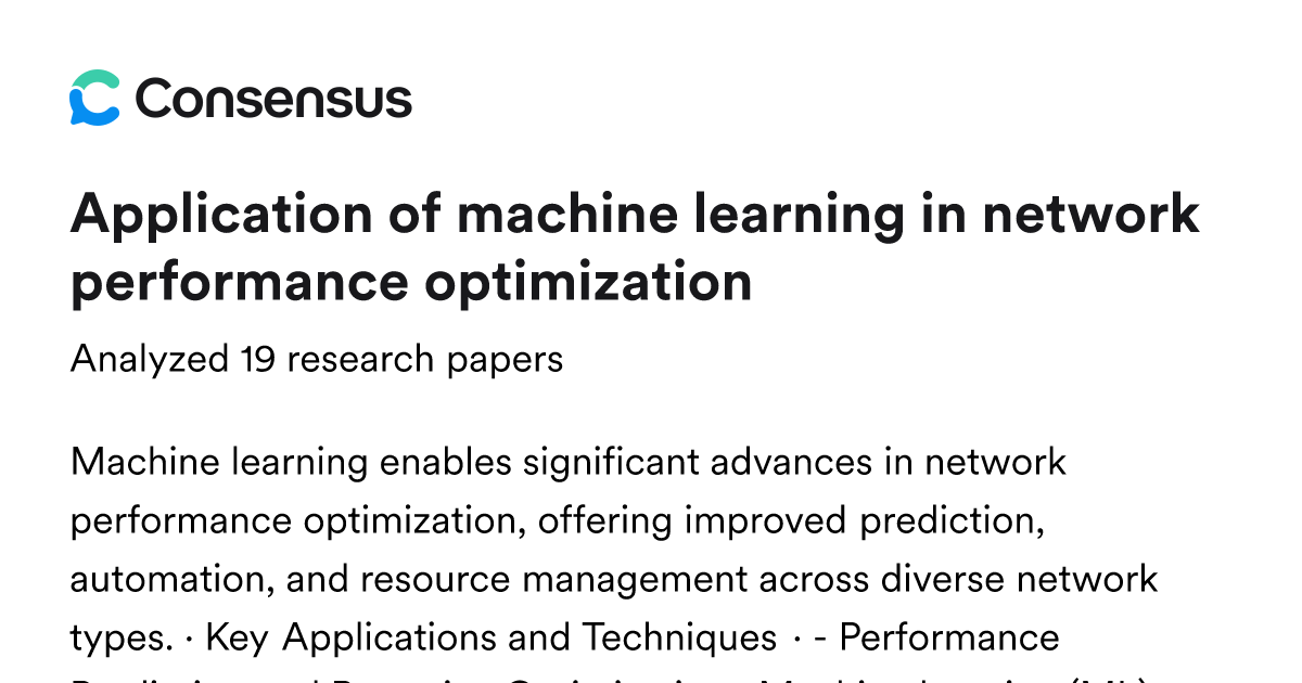 Application of machine learning in network performance optimization ...