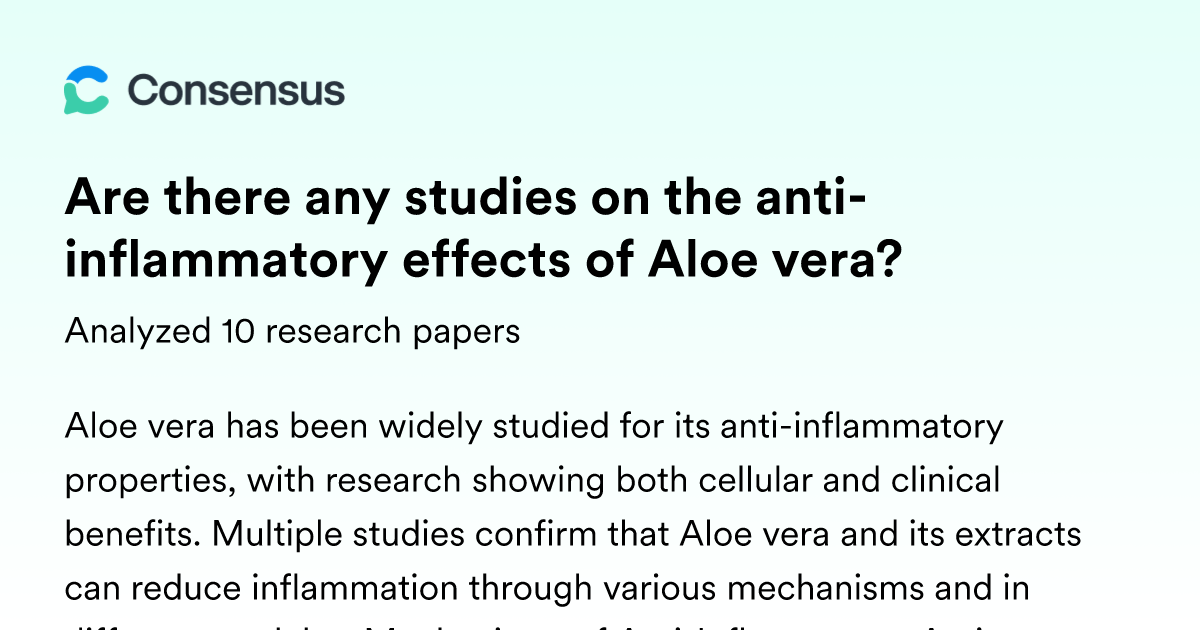 Are there any studies on the anti-inflammatory effects of Aloe vera? -  Consensus