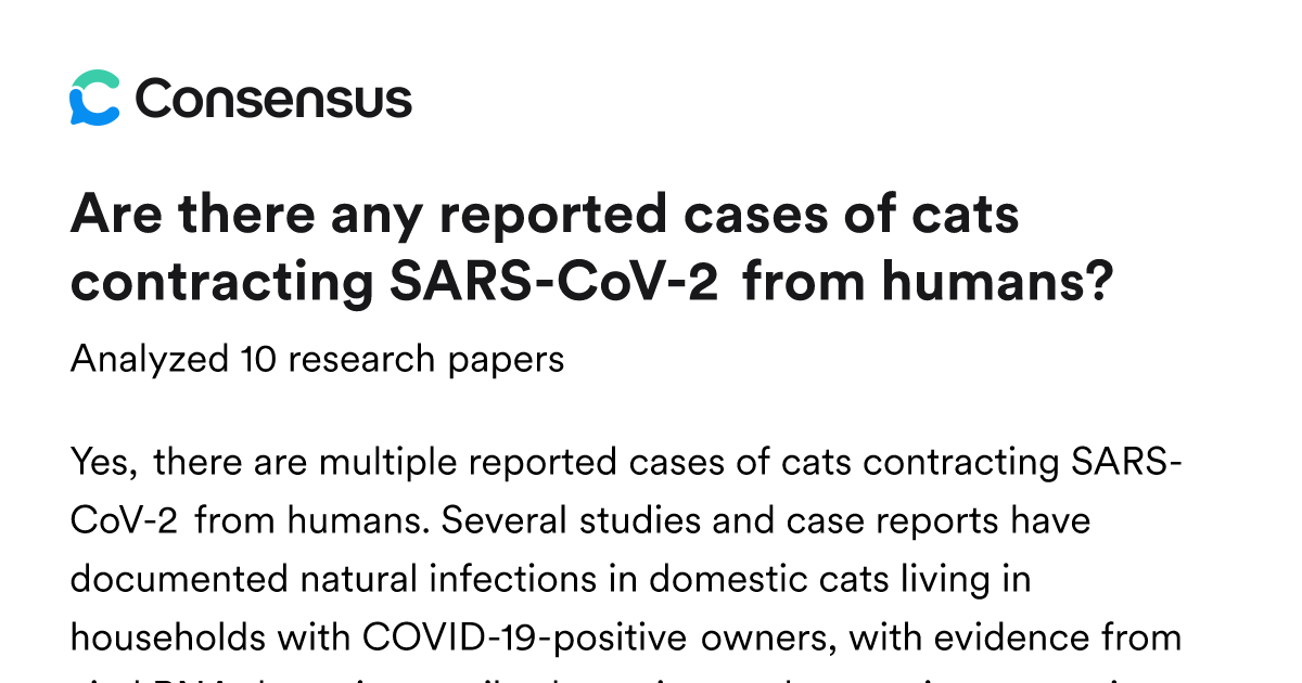 Are there any reported cases of cats contracting SARS-CoV-2 from humans ...