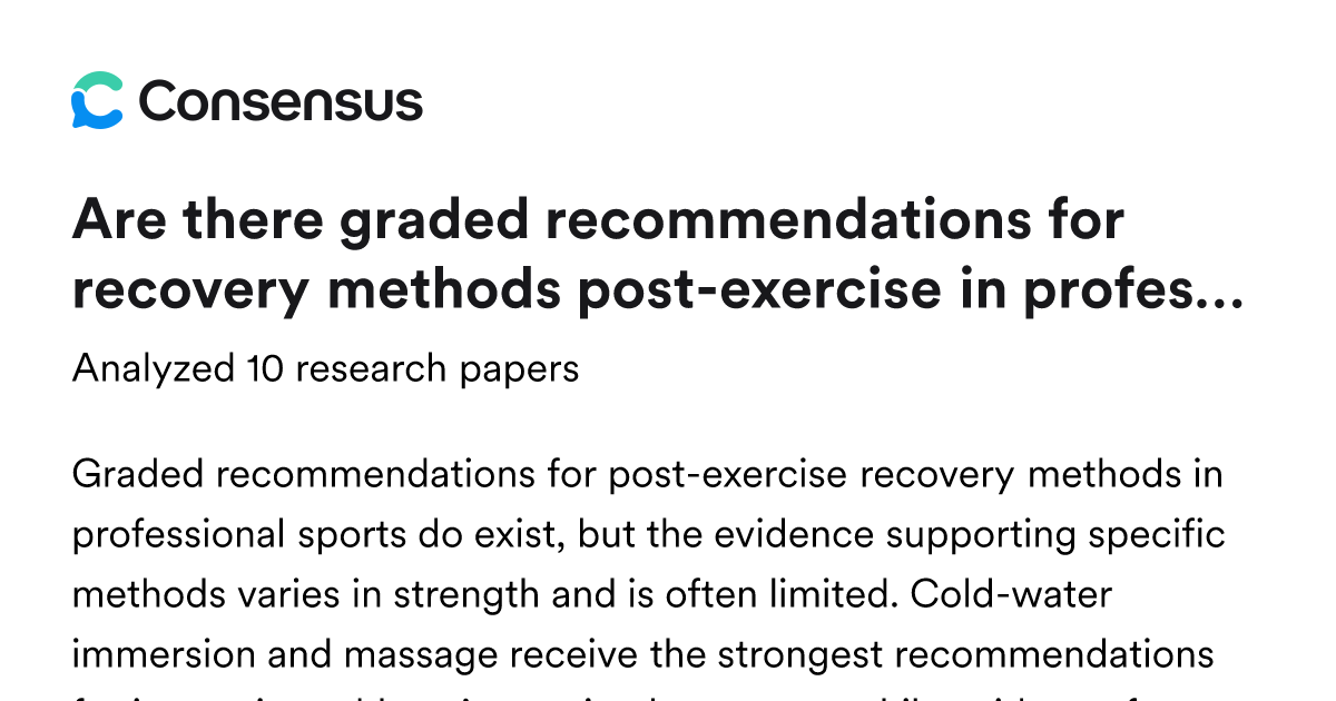 Are there graded recommendations for recovery methods post-exercise in ...