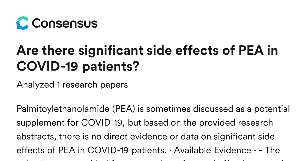 Are there significant side effects of PEA in COVID-19 patients? - Consensus