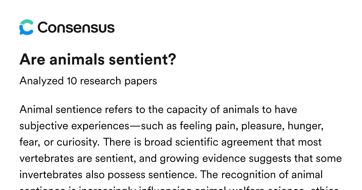 Are animals sentient? - Consensus