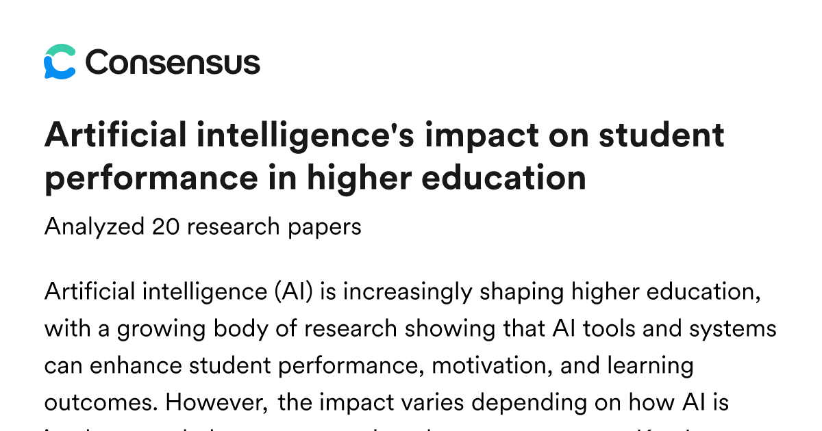 Artificial intelligence's impact on student performance in higher ...