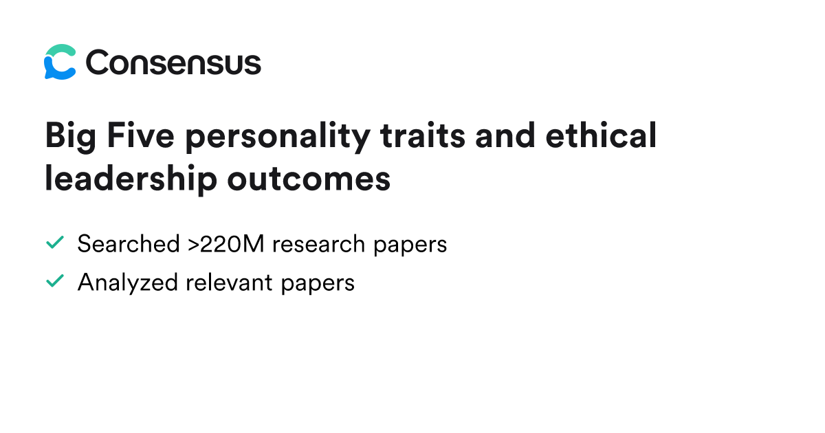 Big Five personality traits and ethical leadership outcomes - Consensus