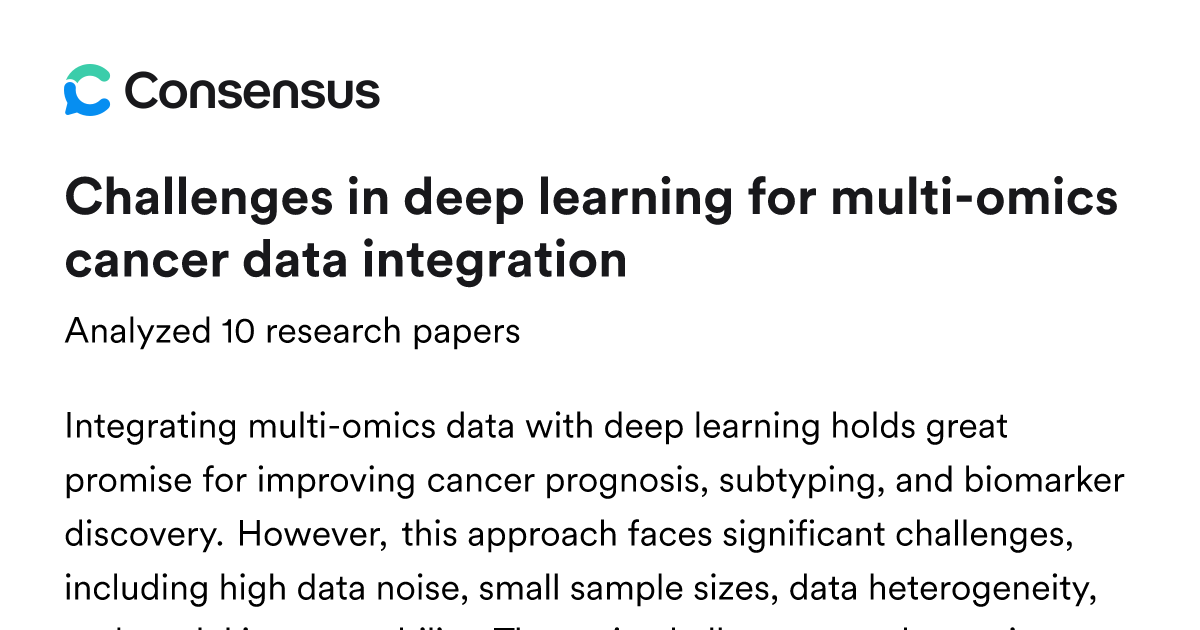 Challenges in deep learning for multi-omics cancer data integration ...