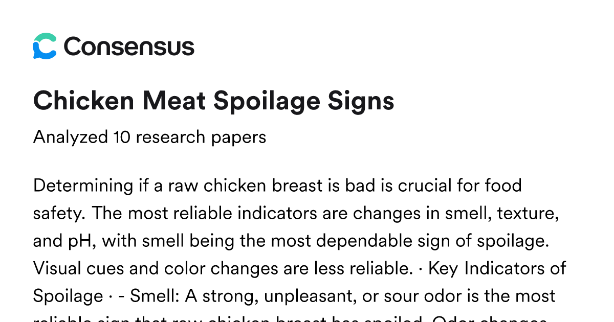 Chicken Meat Spoilage Signs - Consensus