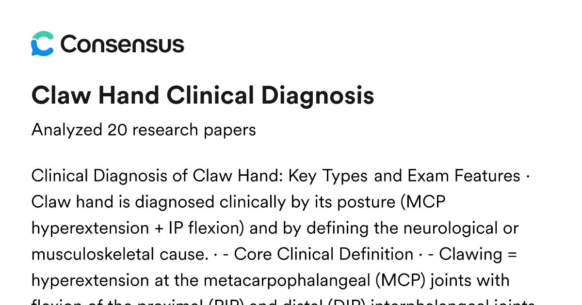 Claw Hand Clinical Diagnosis - Consensus
