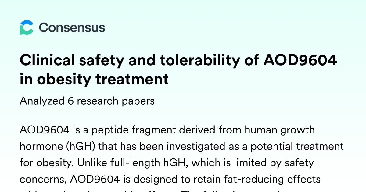 aod9604 safety Clinical safety and tolerability of AOD9604 in obesity treatment